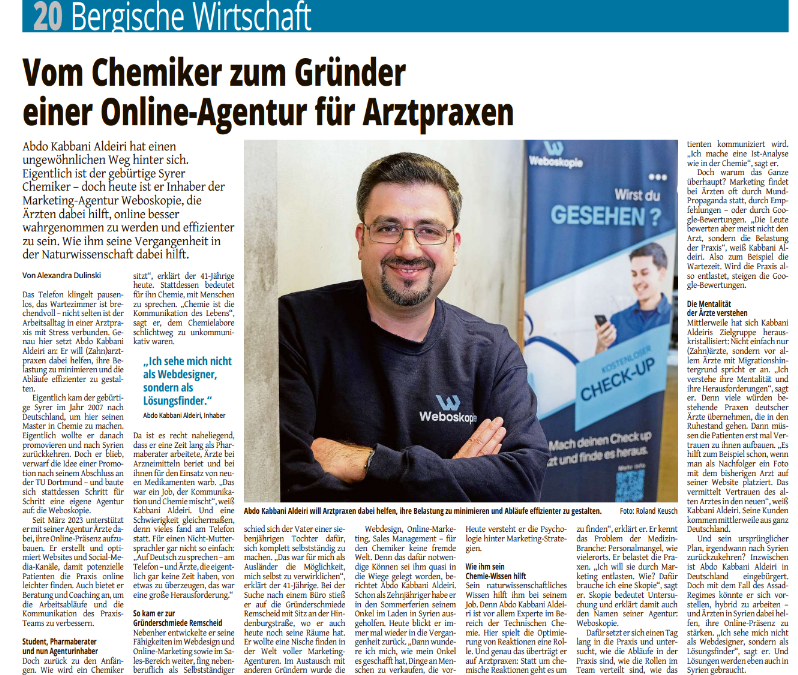 Vom Chemiker zum Gründer einer Online-Agentur für Arztpraxen – Die Geschichte hinter Weboskopie